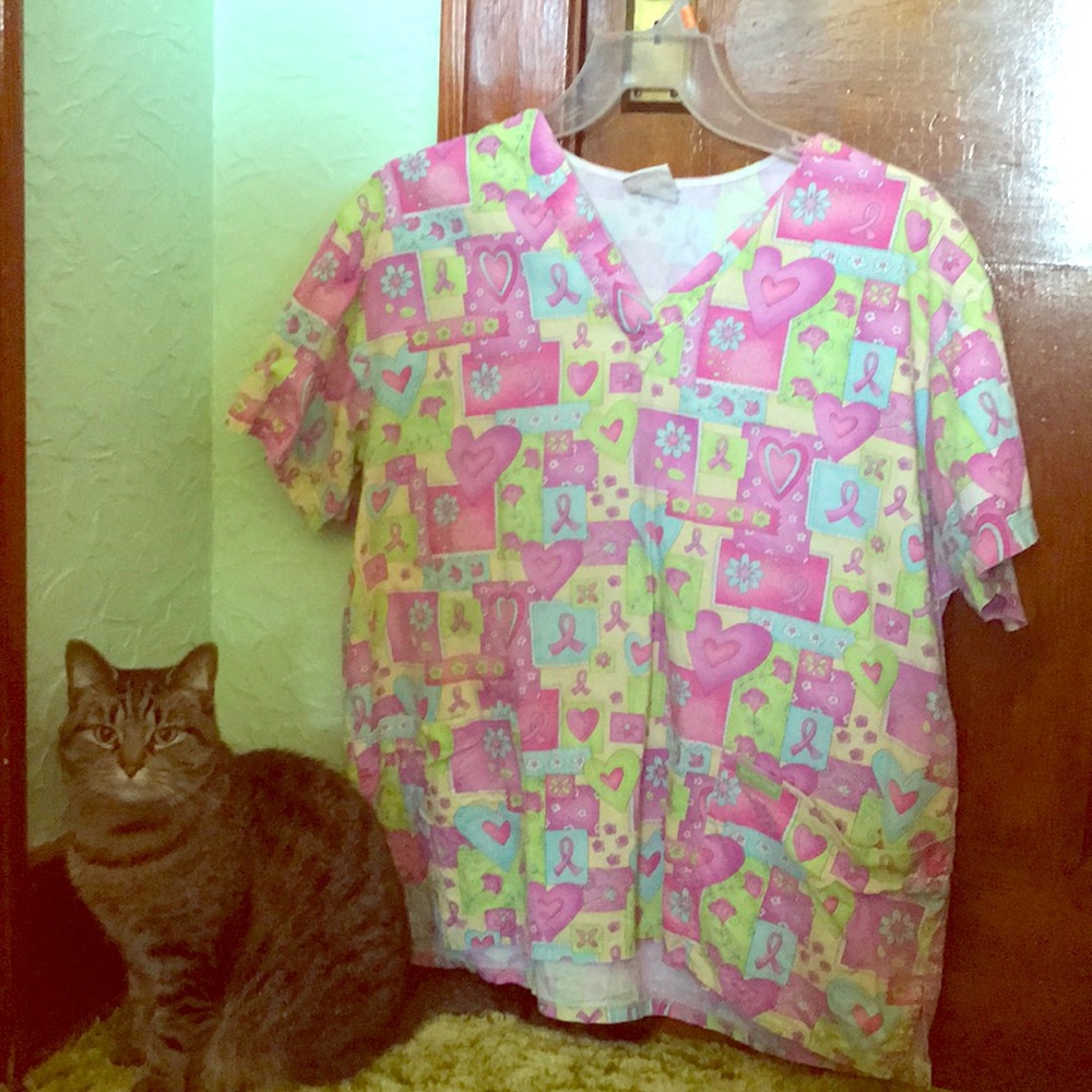 Beautiful breast cancer awareness scrub top